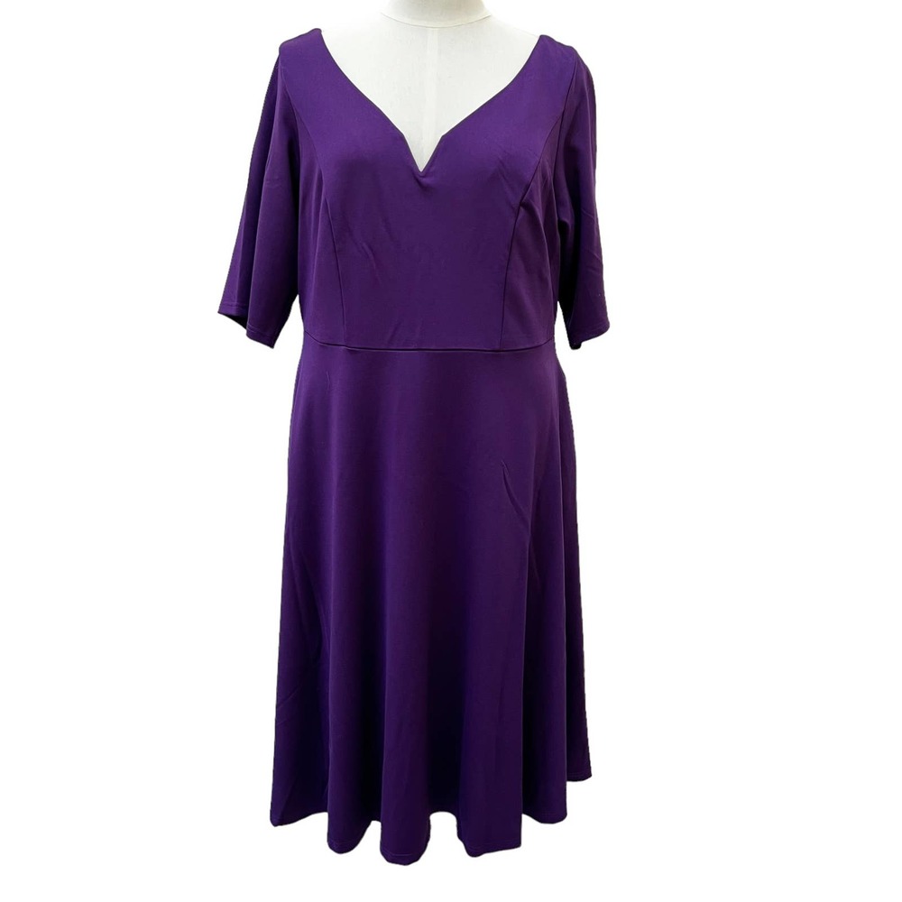 NWT City Chic Fit and Flare Dress Petunia Purple Women's Size 20
